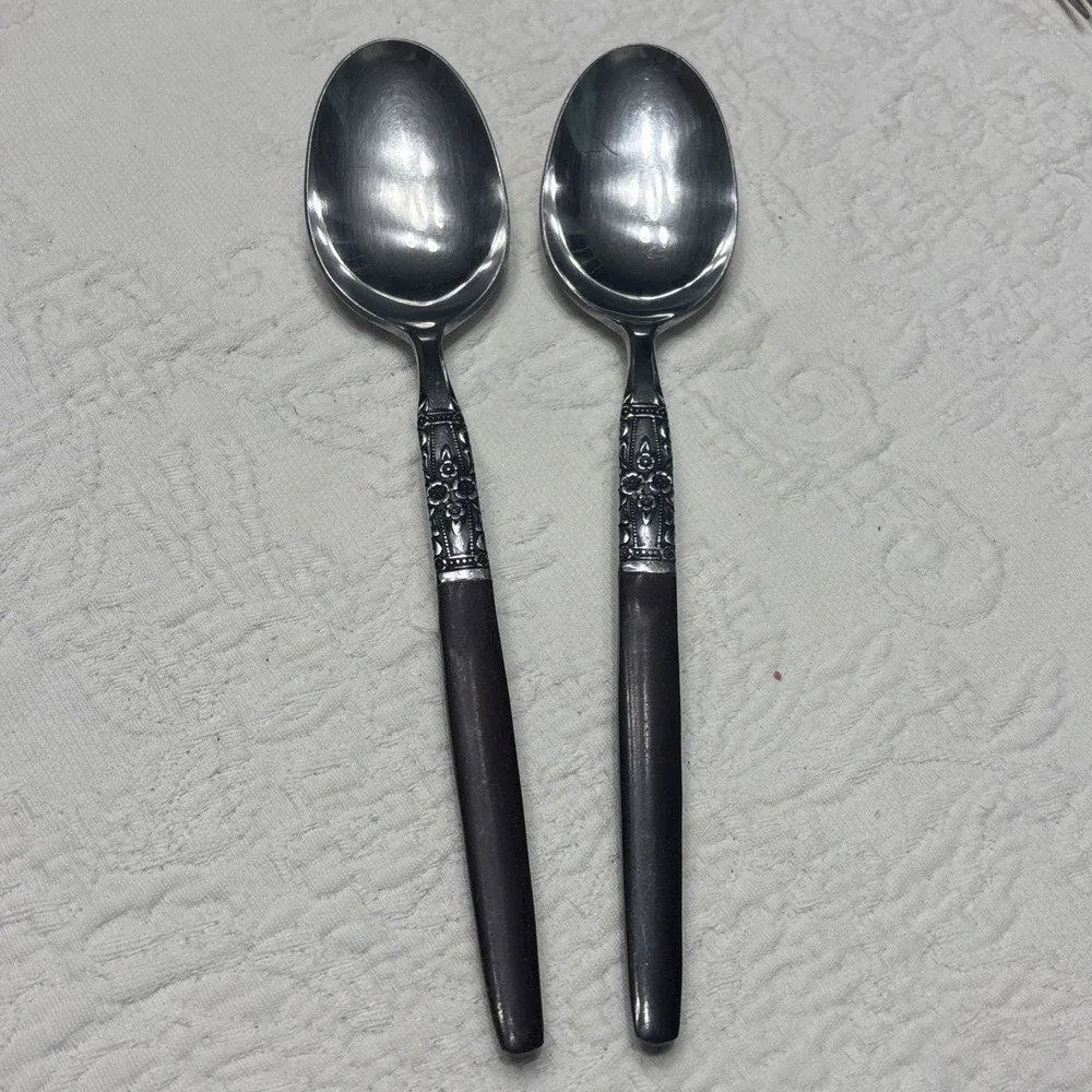 Vtg Northland Oneida Napa Valley 2 Serving Spoons Japan Stainless Flatware